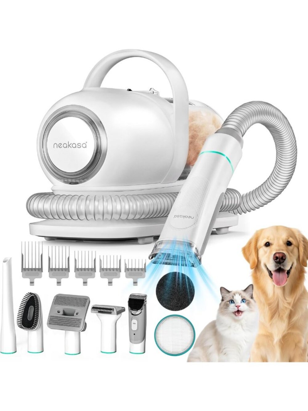 6-in-1 Dog Grooming Vacuum Kit with 2-Year Protection Plan, Pet Hair Remover